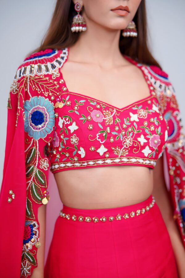 Bold Elegance Indo Western Style Lehenga with Hand Resham Embroidery