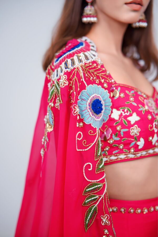 Bold Elegance Indo Western Style Lehenga with Hand Resham Embroidery