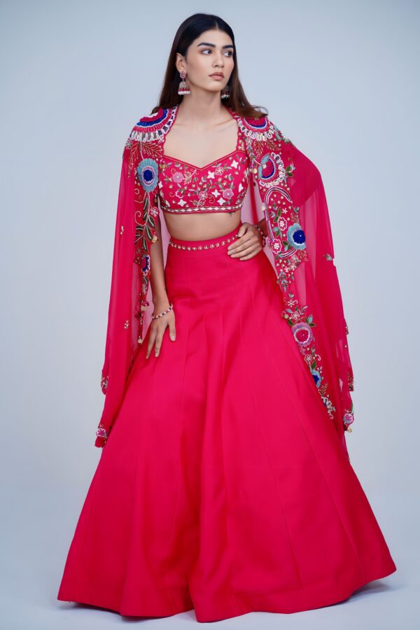 Bold Elegance Indo Western Style Lehenga with Hand Resham Embroidery