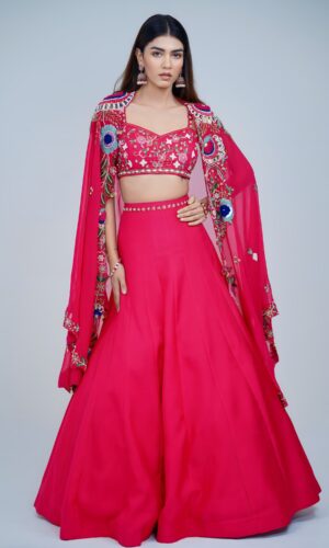 Bold Elegance Indo Western Style Lehenga with Hand Resham Embroidery