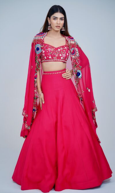 Bold Elegance Indo Western Style Lehenga with Hand Resham Embroidery