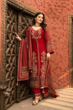 Luxury Maroon Achkan Cut Pakistani Suit With Odhani Dupatta