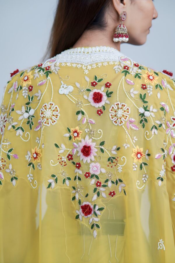 Sunshine Glam Indo Western Lehenga with Intricate Embroidered Cape Set