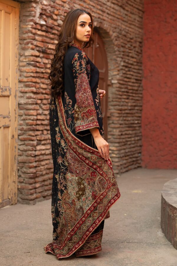 Black Achkan Style Pakistani Suit With Digital Prints