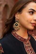 Black Achkan Style Pakistani Suit With Digital Prints