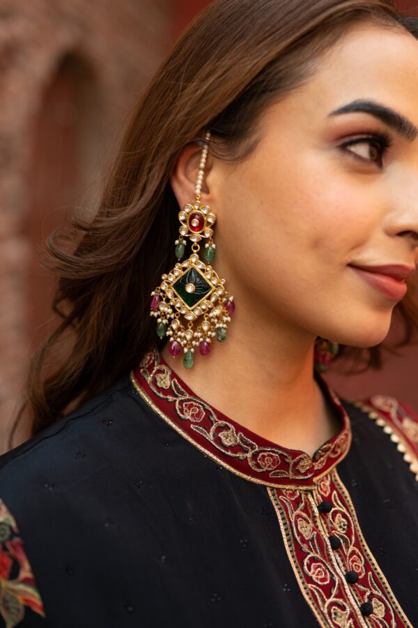 Black Achkan Style Pakistani Suit With Digital Prints