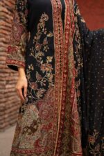 Black Achkan Style Pakistani Suit With Digital Prints