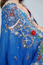 Mesmerizing Turquoise Blue Lehenga with Floral Embroidered Cape Ensemble