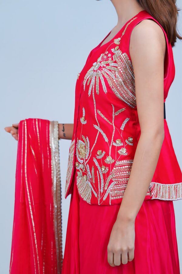 Radiant Indo Western Elegance in Fluorescent Hues with Sequin Detailing and Graceful Dupatta