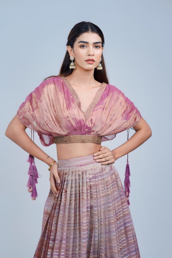 Sparkling Elegance Glass Tissue Indowestern Lehenga Choli for the Modern Girl