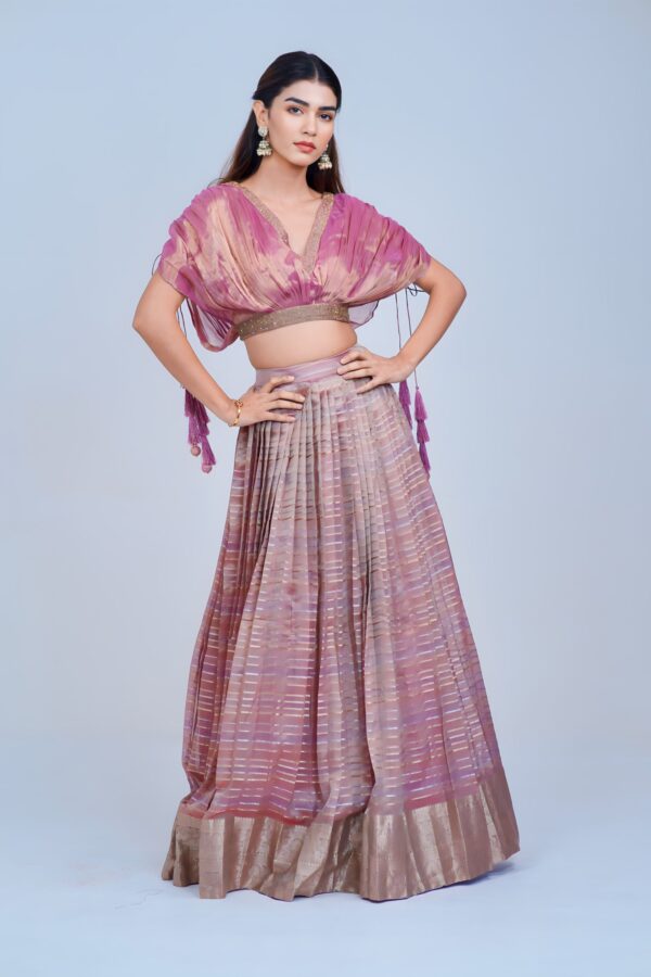 Sparkling Elegance Glass Tissue Indowestern Lehenga Choli for the Modern Girl