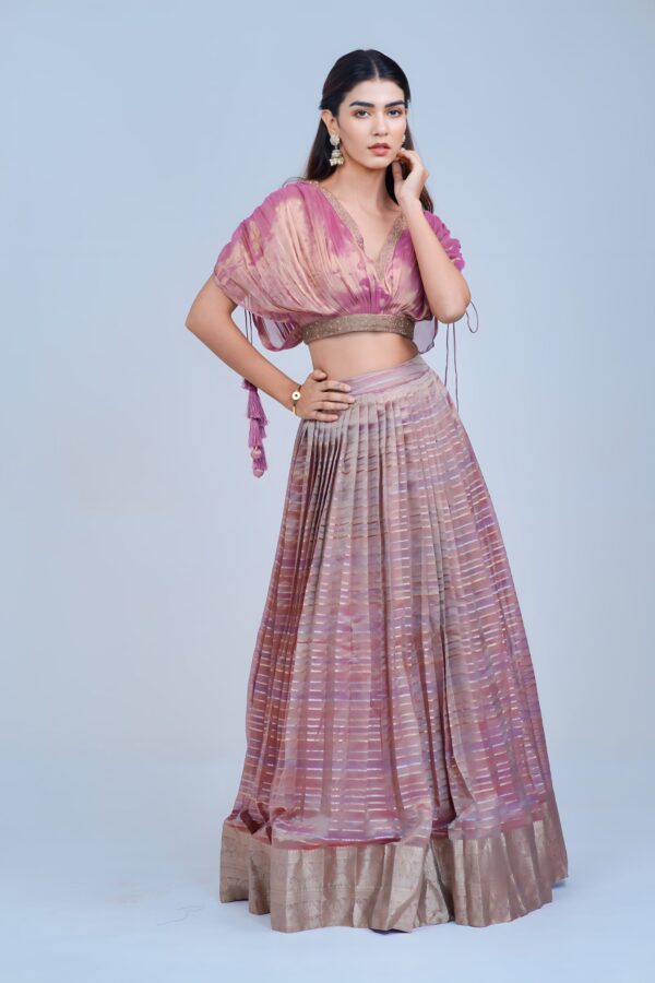 Sparkling Elegance Glass Tissue Indowestern Lehenga Choli for the Modern Girl