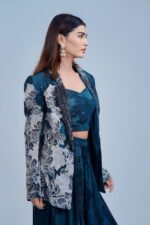 Elegant Floral Indo Western Set with Sleek Blazer Style