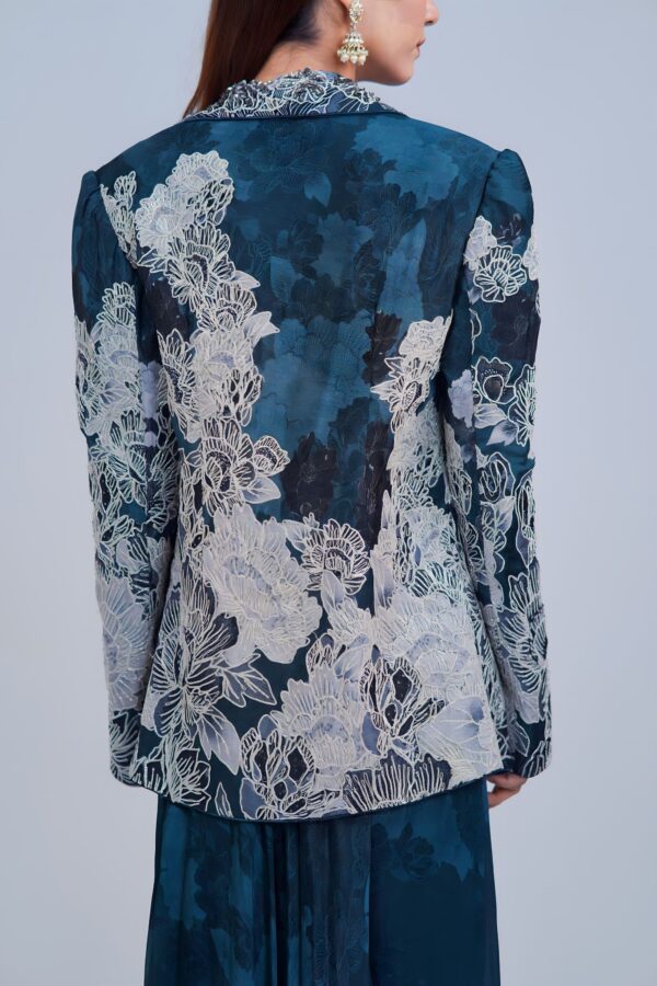 Elegant Floral Indo Western Set with Sleek Blazer Style