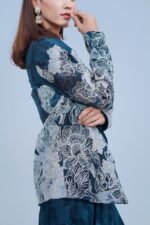 Elegant Floral Indo Western Set with Sleek Blazer Style
