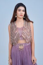 Sleek Indo-Western Elegance with Girly Hand Stitched Shrug