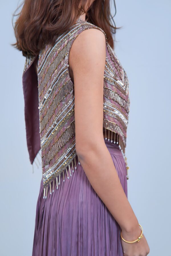 Sleek Indo-Western Elegance with Girly Hand Stitched Shrug