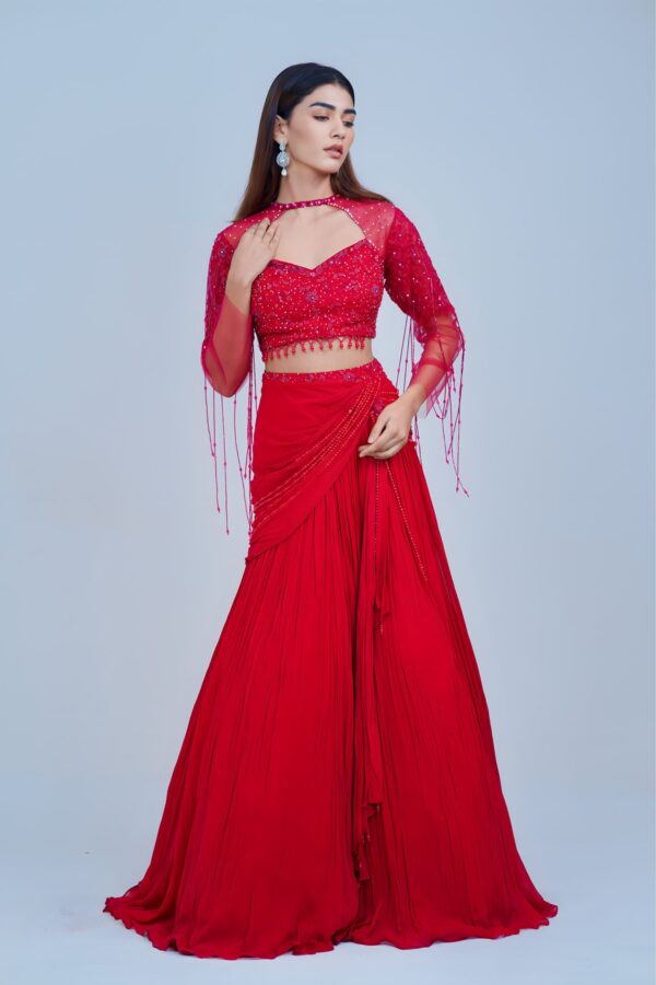 Scarlet Dream Indo Western Lehenga