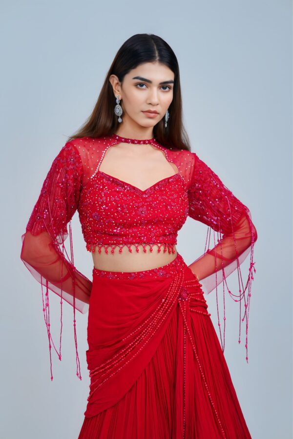 Scarlet Dream Indo Western Lehenga