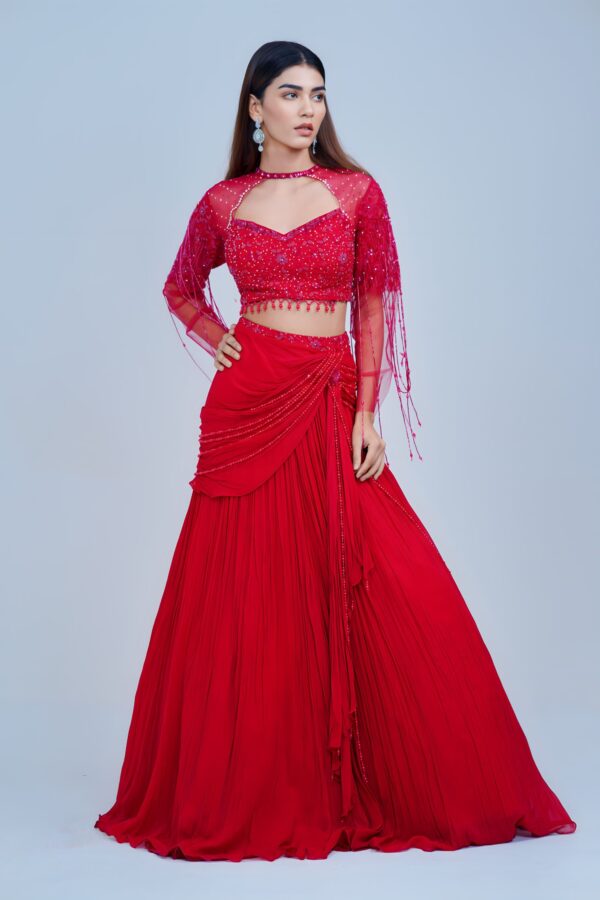 Scarlet Dream Indo Western Lehenga