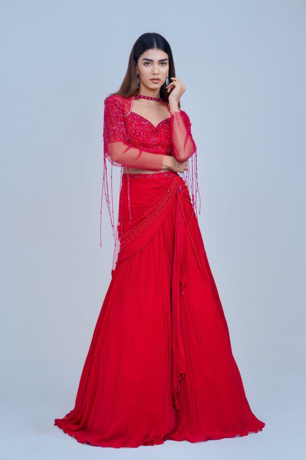 Scarlet Dream Indo Western Lehenga