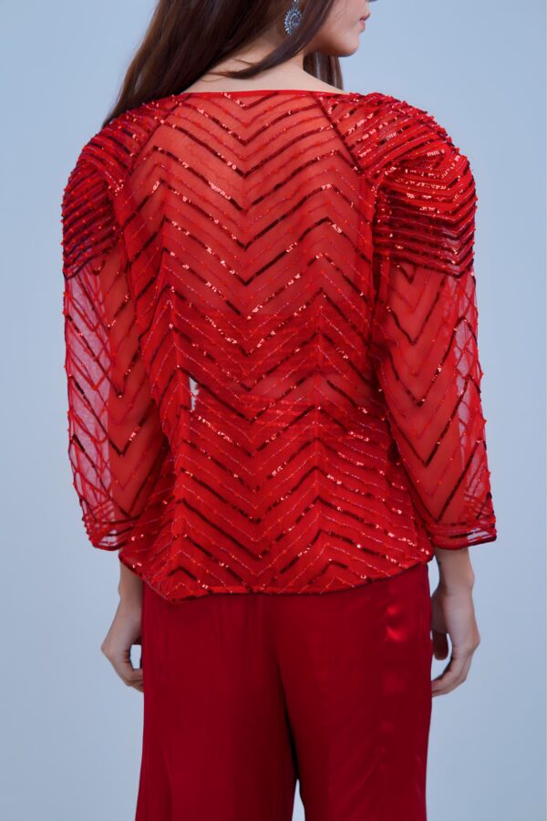 Stunning Red Indo Western Blazer Set with Elegant Detailing