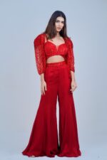 Stunning Red Indo Western Blazer Set with Elegant Detailing