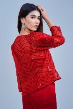 Stunning Red Indo Western Blazer Set with Elegant Detailing