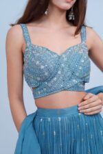 Ethereal Ice Blue IndoWestern with Silver Highlights