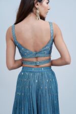 Ethereal Ice Blue IndoWestern with Silver Highlights