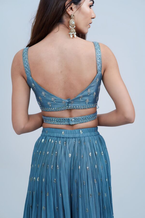 Ethereal Ice Blue IndoWestern with Silver Highlights