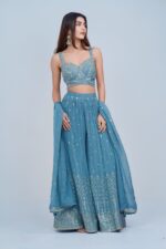Ethereal Ice Blue IndoWestern with Silver Highlights