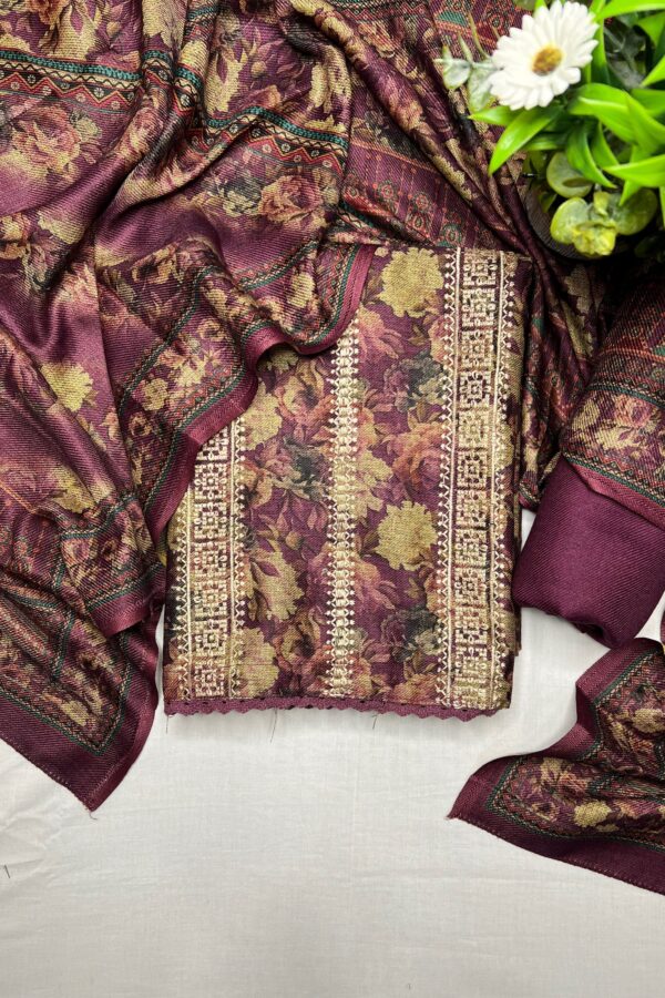 Resham Highlight Pashmina Floral Print With Shawl