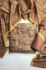 Floral Prints Pakistani Suit with Crochet Lace Work