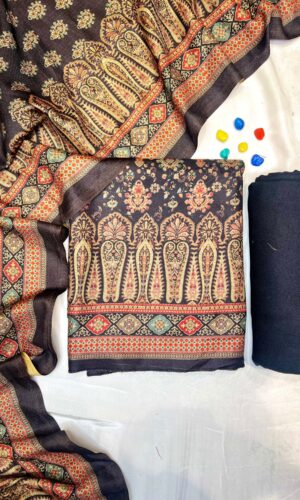 Unstitched Charm Kaani Prints Pashmina Suit