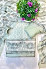 Pastel toned digital print pashmina suit