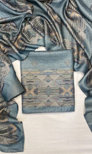 Pale Blue Pure Pashmina Winter suit
