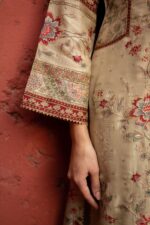 Cream Pakistani Digital Printed Suit With Touch of  Contrast