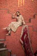 Cream Pakistani Digital Printed Suit With Touch of  Contrast