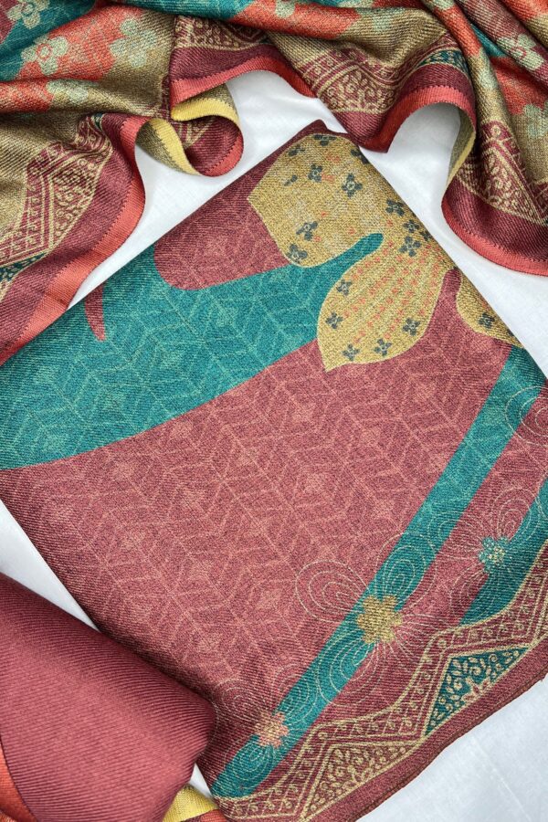 Luxurious Multicolor Printed Pashmina Unstitched Suit