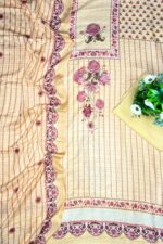 Light Yellow Unstitched Floral Prints Warm Suit