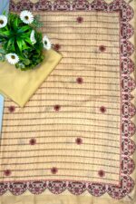 Light Yellow Unstitched Floral Prints Warm Suit