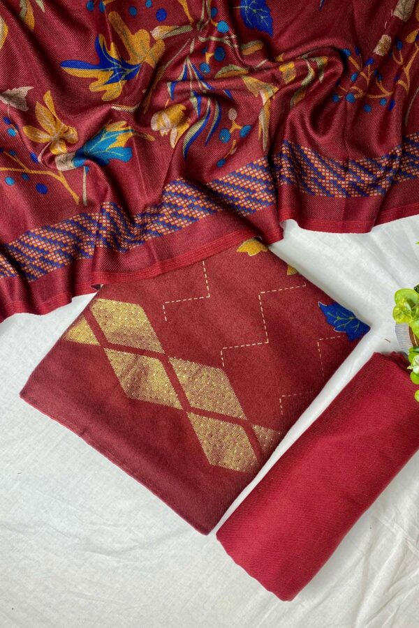 Luxury Maroon Digital Printed Warm Suit