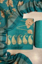 Stunning Green Pashmina Unstitched Suit