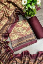Elegant Floral Print Unstitched Warm Suit