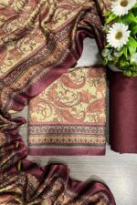 Elegant Floral Print Unstitched Warm Suit