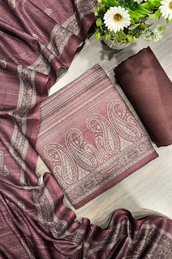 Luxury Onion Printed Pashmina Unstitched Suit