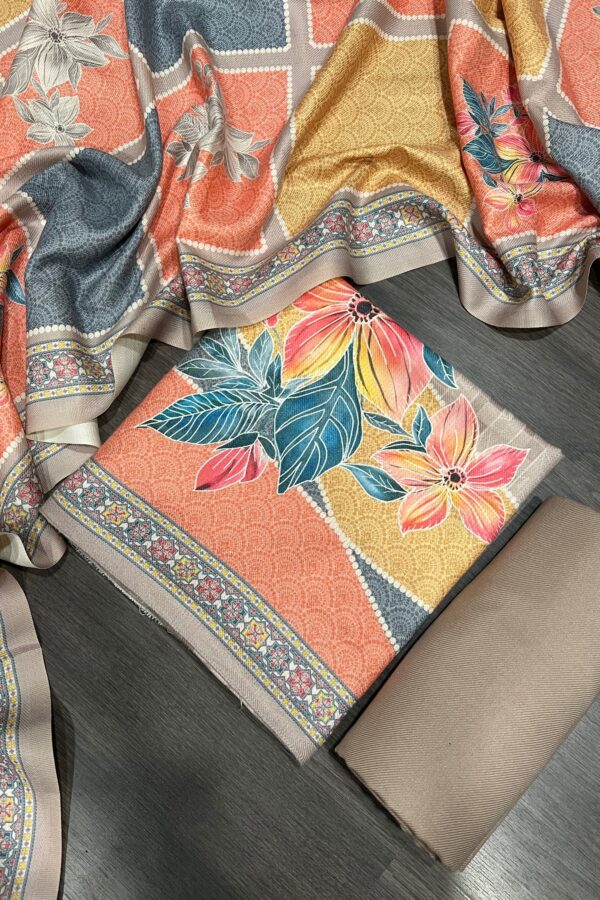 Fluorescent Prints Pashmina Unstitched Suit