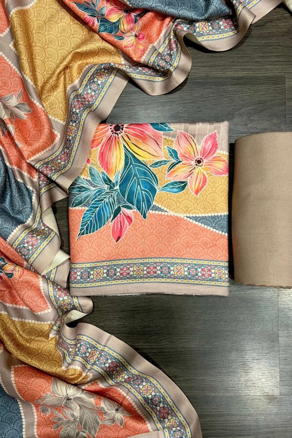 Fluorescent Prints Pashmina Unstitched Suit