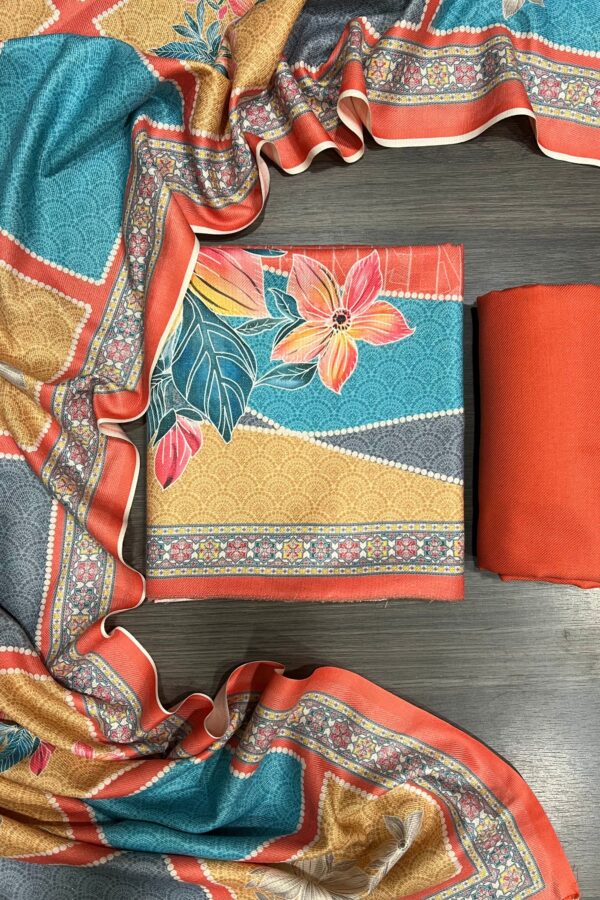 Fluorescent Prints Pashmina Unstitched Suit